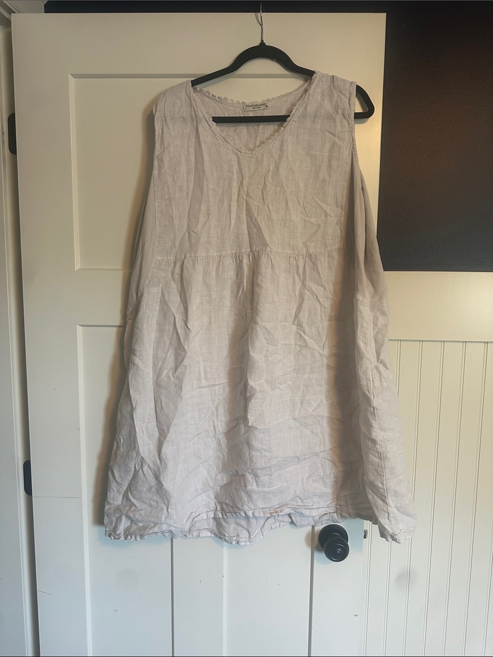 Light Beige Sleeveless Linen Dress - Women's Casual Summer Dress